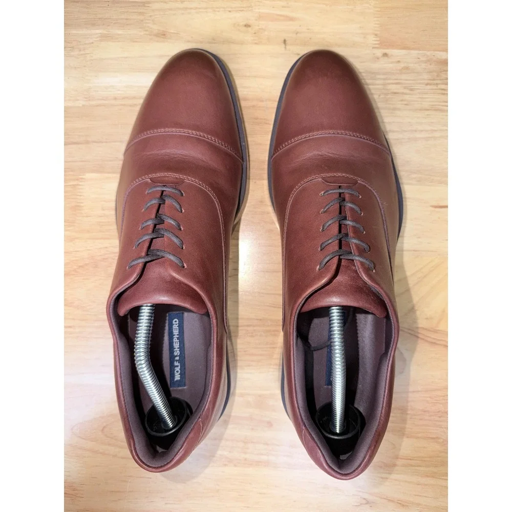 Wolf & Shepherd Closer Oxford Men Size 11 M Brown Leather Cap Toe Dress Shoes